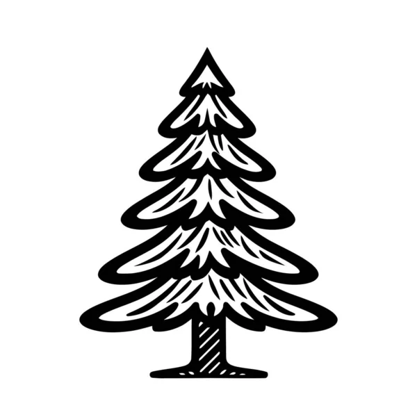Weihnachtsbaum Symbol Schwarze Umrisse Weihnachtsbaum Symbol Auf Weißem Hintergrund Vektorillustration — Stockvektor