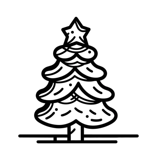 Χριστουγεννιάτικο Δέντρο Εικονίδιο Μαύρο Περίγραμμα Χριστουγεννιάτικο Δέντρο Εικονίδιο Λευκό Φόντο — Διανυσματικό Αρχείο