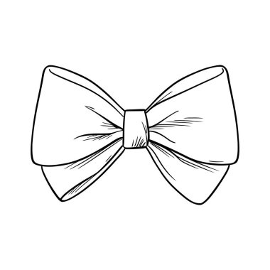 Baş simgesi. Beyaz arka planda siyah hediye yay simgesi izole edildi. Vektör çizimi. Hediye yayı simgesi çizimi