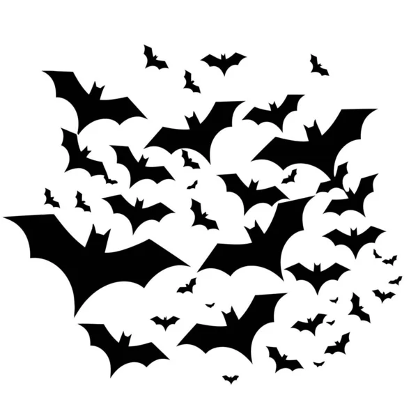 Pipistrelli Volanti Nel Cielo Icona Del Pipistrello Silhouette Pipistrello Pipistrelli — Vettoriale Stock