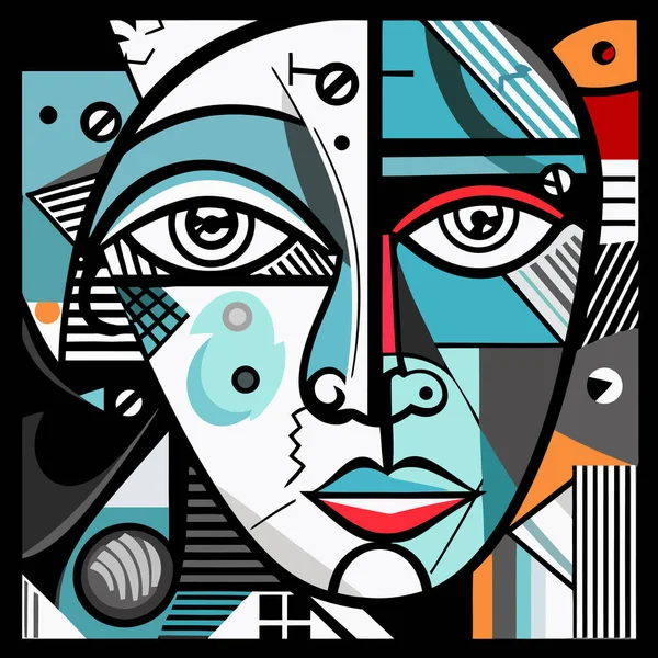 Stock vector Women face in the style of Picasso. Cubism woman. Abstract background in Picasso style. Vector illustration.