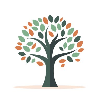 Ağaç logosu tasarımı. Ağaç simgesi izole edildi. Yapraklı şirin ağaç sembolü. Vektör illüstrasyonu.