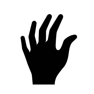 İnsan eli silueti. Siyah el kaldırma ikonu. Vektör illüstrasyonu.