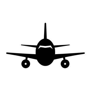 Uçak silueti. Siyah uçak ikonu. Vektör illüstrasyonu.