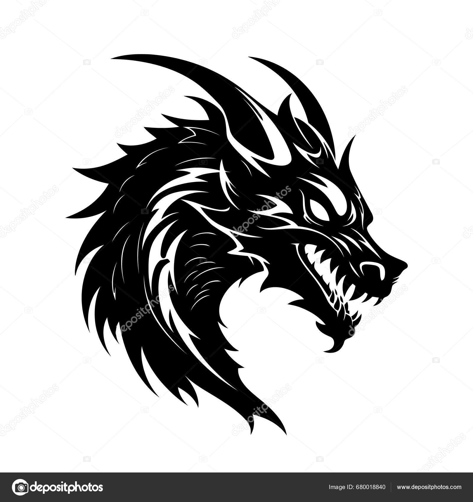 Dragon Head Silhouette Dragon Logo Design Black White Image Dragon ...