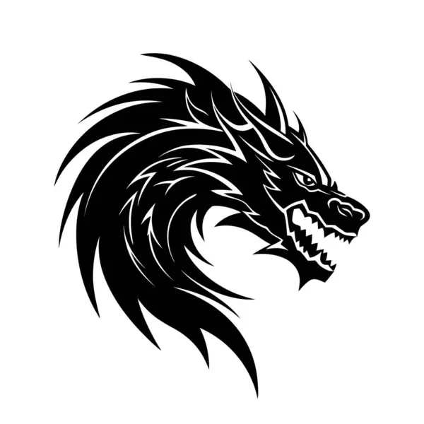Drachenkopf Silhouette Design Des Dragon Logos Schwarz Weiß Bild Des — Stockvektor