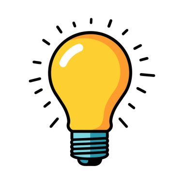 Ampul logosu simgesi izole edildi. Yenilikçi bir fikir. Enerji ve düşünme sembolü. Vektör illüstrasyonu