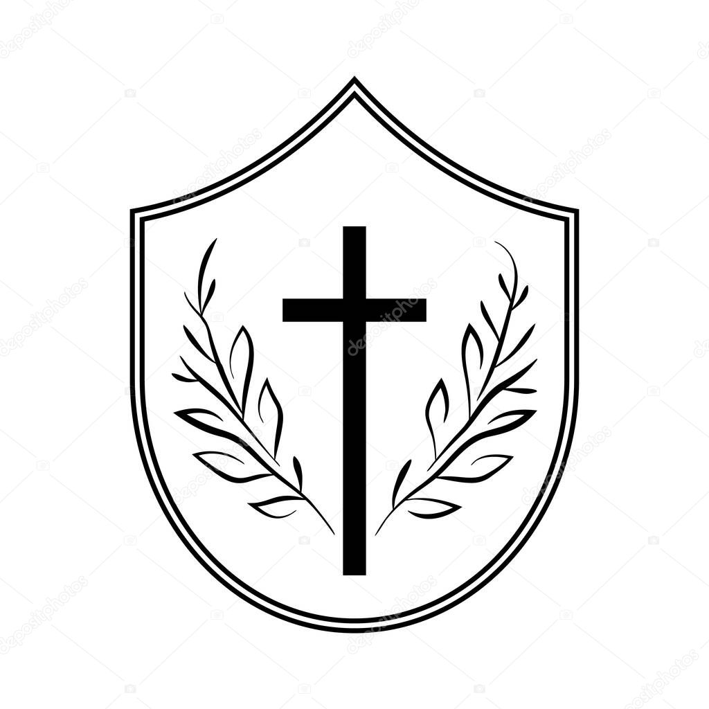 Christian cross icon isolated. Christian church logo icon. Black linear christian cross icon. Vector illustration