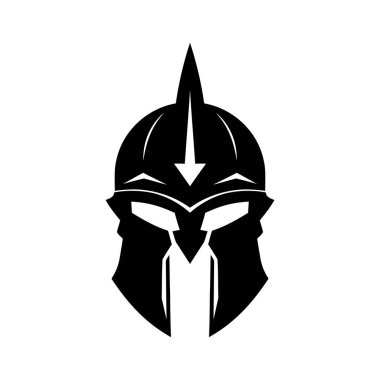 Savaş başlığı simgesi. Siyah Spartalı miğfer ikonu. Roma kaskı. Vektör illüstrasyonu