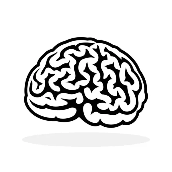 Значок Логотипа Мозга Черный Силуэт Символа Разума Векторная Иллюстрация — стоковый вектор