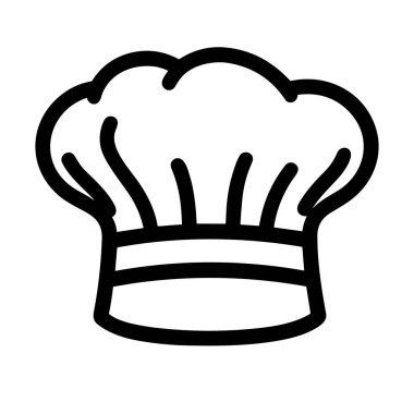 Şef şapka ikonu. Düz dizaynlı şef şapkası çiziyorum. Şef şapkasının siyah izole edilmiş simgesi. Vektör illüstrasyonu.