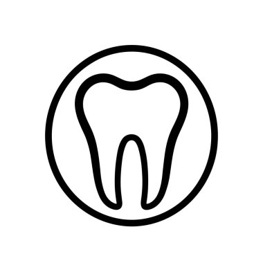 Sağlıklı diş simgesi. Tıbbi logo tasarımı. Beyaz arkaplanda diş sembolü izole edilmiş. Vektör illüstrasyonu