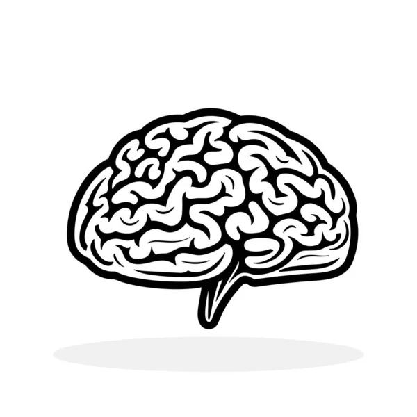 Значок Логотипа Мозга Черный Силуэт Символа Разума Векторная Иллюстрация — стоковый вектор