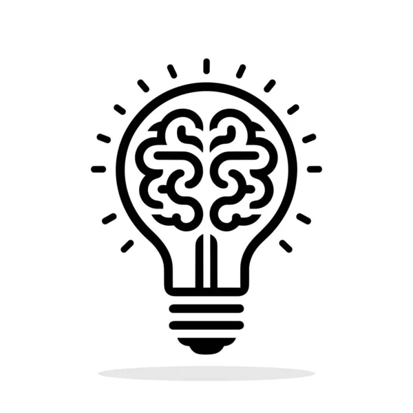 Лампочка Икона Мозга Символ Творчества Символ Инноваций Векторная Иллюстрация — стоковый вектор