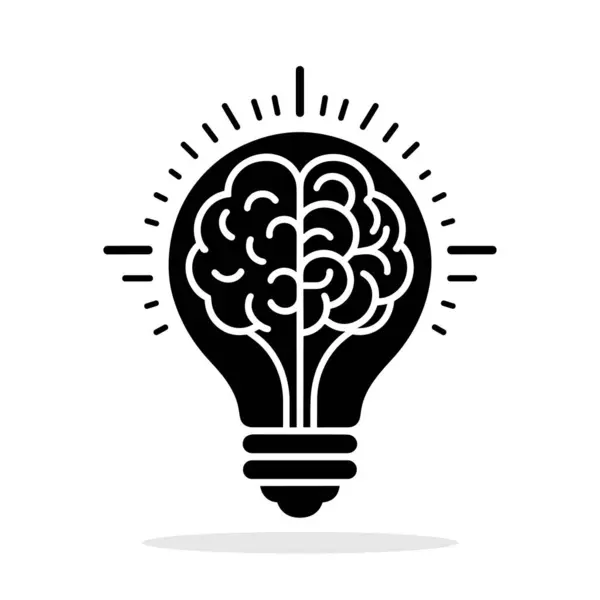 Лампочка Икона Мозга Символ Творчества Символ Инноваций Векторная Иллюстрация — стоковый вектор