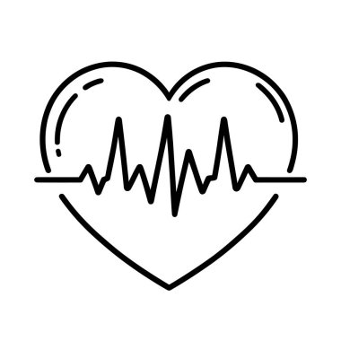Kardiyoloji sembolü. Nabzı atan kalp. Kalp atışı ikonu izole edildi. Vektör illüstrasyonu