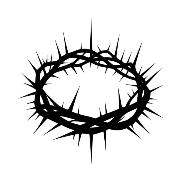 Ícone Coroa Espinhos Silhueta Negra Símbolo Religioso Cristianismo Ilustração Vetorial — Vetor de Stock