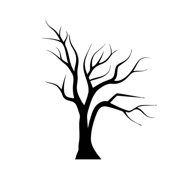 Обнаженная Иконка Силуэта Дерева Черная Икона Листового Дерева Концепция Одиночества — стоковый вектор