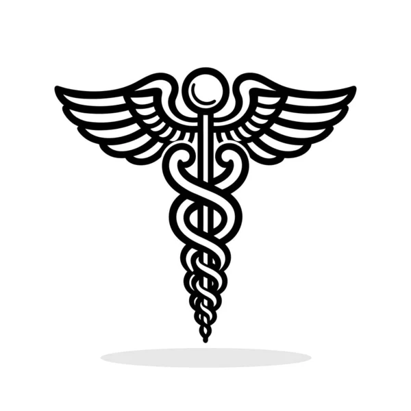 Значок Медицинского Символа Кадуцея Изображение Традиционного Символа Связанного Медициной Здравоохранением Лицензионные Стоковые Иллюстрации