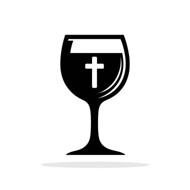Kutsal Komünyon Kupası. Kadeh simgesi. Hıristiyan kadehi. Hıristiyanlık ikonu. Vektör illüstrasyonu