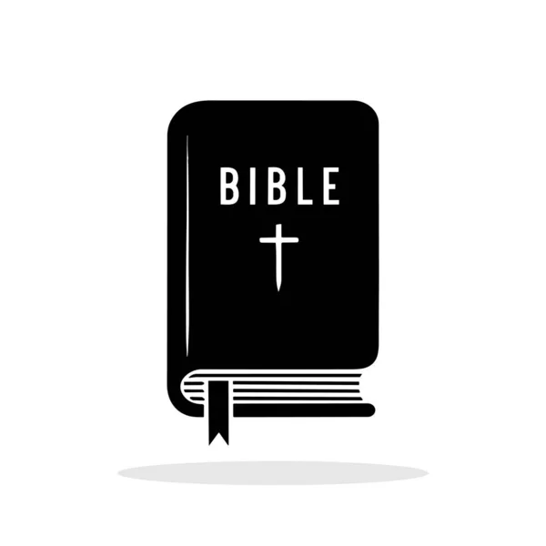 Bible book icon. Christian cross icon. Black religion book. Vector illustration. Christian church book