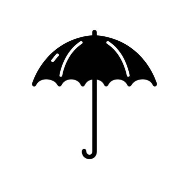 Siyah Şemsiye simgesi beyaz arka planda yalıtılmış. Vektör İllüstrasyonu