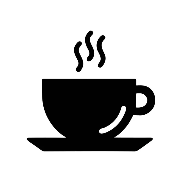 咖啡杯图标 白色背景的扁平设计的蒸煮咖啡杯的黑色图标 矢量说明 矢量图形