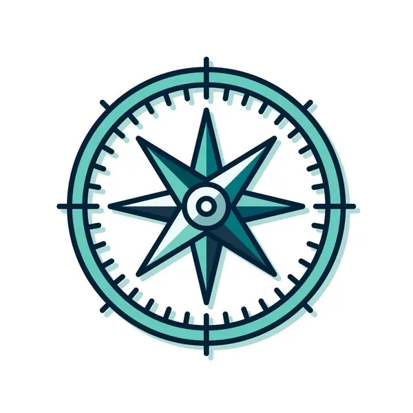 Значок Компаса Иконка Компаса Плоском Дизайне Векторная Иллюстрация Стоковый вектор