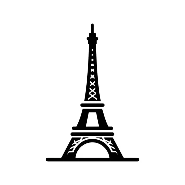 Eiffel Torony Sziluett Ikon Fehér Háttérrel Párizs Nevezetessége Vektorillusztráció Jogdíjmentes Stock Vektorok