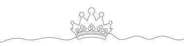 Crown linear background. One continuous line drawing of crown. Vector illustration. Crown symbol