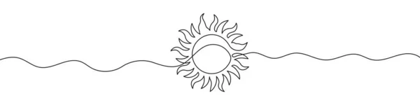 Непрерывный Рисование Линии Иконки Солнца Одна Линия Рисует Фон Векторная Стоковая Иллюстрация