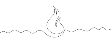 Ateş hattının sürekli çizgisi. Bir çizgi arkaplan çiziyor. Vektör çizimi. Ateş sürekli çizgi simgesi.