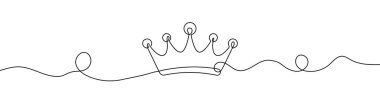 Crown linear background. One continuous line drawing of crown. Vector illustration. Crown symbol