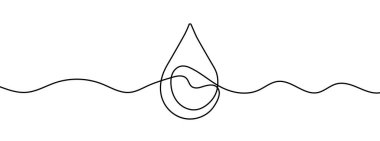 Devamlı su damlası çizgisi. Bir çizgi arkaplan çiziyor. Vektör çizimi. Tek satır su bırakma simgesi.