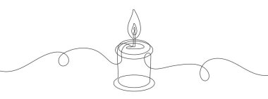 Devamlı mum çizimi. Bir çizgi arkaplan çiziyor. Vektör çizimi. Tek satır mum simgesi.