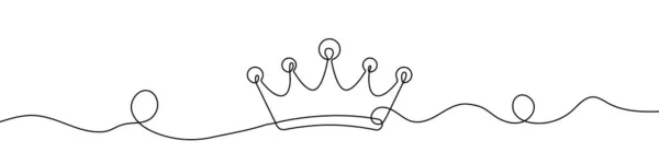 Crown Linear Background One Continuous Line Drawing Crown Vector Illustration Gráficos De Vetores