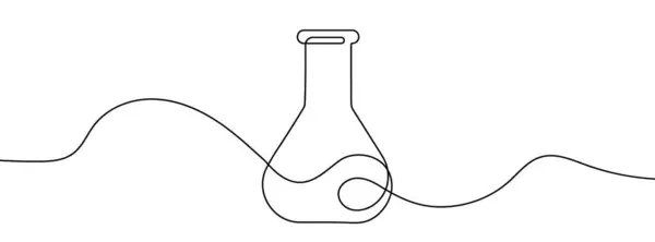 Erlenmeyer瓶的连续线条绘图 单行绘图背景 矢量图解 单行烧瓶图标 免版税图库插图