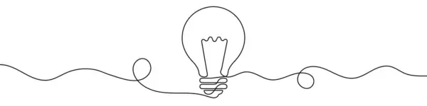 Непрерывная Линия Рисования Лампочки Одна Линия Рисует Фон Векторная Иллюстрация Лицензионные Стоковые Векторы