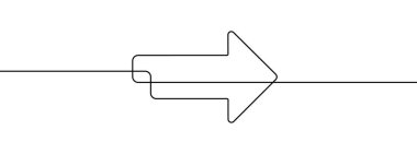 Aralıksız düzenlenebilir ok çizimi. Bir çizgi arkaplan çiziyor. Vektör çizimi. Tek satır ok simgesi.