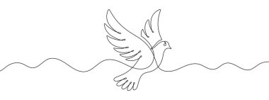 Devamlı düzenlenebilir güvercin çizimi. Bir çizgi arkaplan çiziyor. Vektör çizimi. Tek satır dalı simgesi.