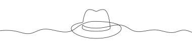 Devamlı düzenlenebilir şapka çizimi. Bir çizgi arkaplan çiziyor. Vektör çizimi. Tek satır şapka simgesi.