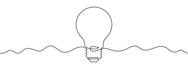 Aralıksız düzenlenebilir ampul çizimi. Bir çizgi arkaplan çiziyor. Vektör çizimi. Bir satırda ampul simgesi.