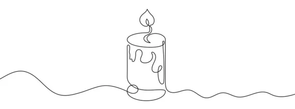连续可编辑的蜡烛线条绘制 单行绘图背景 矢量图解 一行中的烛光图标 图库插图