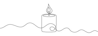 Sürekli düzenlenebilir mum çizimi. Bir çizgi arkaplan çiziyor. Vektör çizimi. Mum simgesi bir satırda.