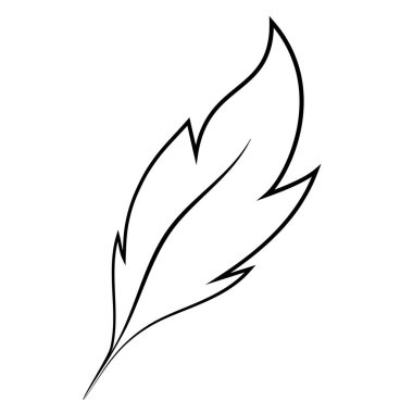 Tüylü siyah ikon. Beyaz arka planda doğrusal tüy sembolü. Vektör illüstrasyonu.