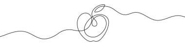 Elma şeklinin sürekli düzenlenebilir çizimi. Bir çizgi arkaplan çiziyor. Vektör çizimi. Tek çizgi elma simgesi.