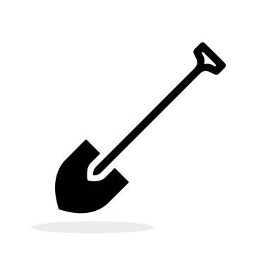 Kürek ikonu. Kürek sembolü. Beyaz arka planda siyah kürek ikonu var. Vektör illüstrasyonu.