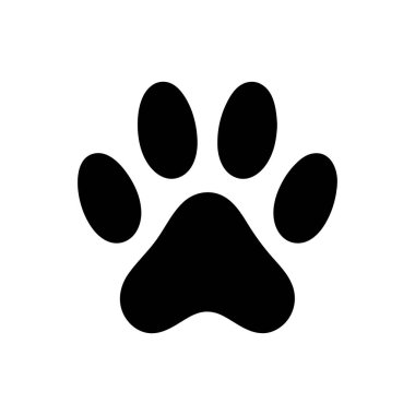 Pençe izi simgesi. Düz dizaynlı köpek ya da kedi pençe izi simgesi. Vektör illüstrasyonu
