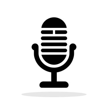 Mikrofon simgesi. Beyaz arka planda siyah radyo mikrofon sembolü. Mikrofon sembolü. Vektör illüstrasyonu.