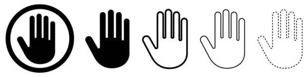 停止手像 一组手像 黑色的轮廓手感扁平 孤立在白色的背景上 矢量说明 图库矢量图片